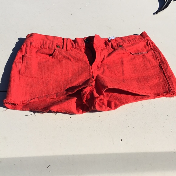 Madewell Red Cut Off Denim Jean Shorts - Picture 2 of 2
